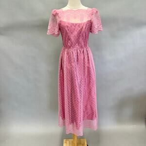 Vintage 80s JC Penneys blue bridesmaid formal off‎ the shoulder dress Small-XS